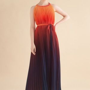 Sunset Gradient Pleated Maxi Dress